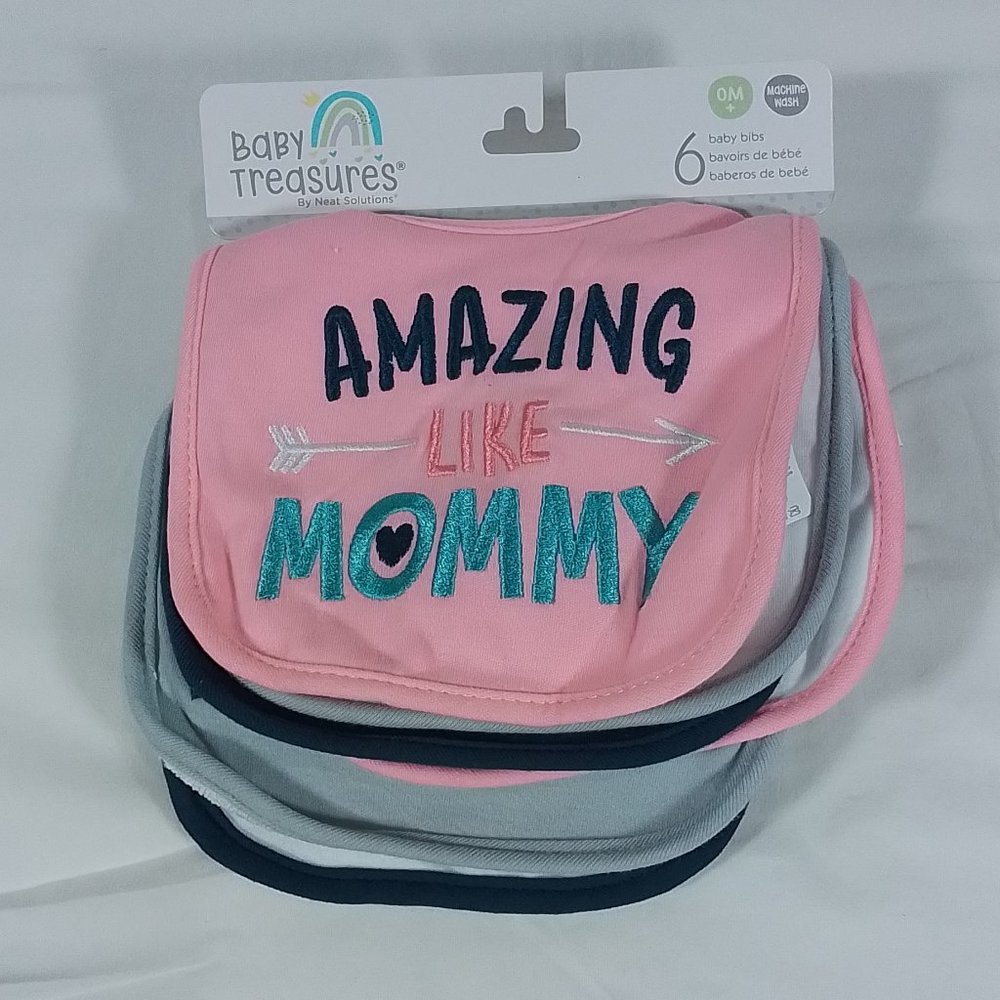 Baby Treasures Little Girl Sayings Bibs-6Pack-New With Tags